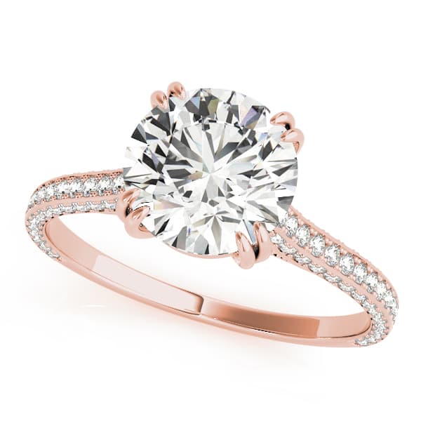 Multi-Row Double Prong Cathedral Engagement Ring, style 84352, Front view in rose gold