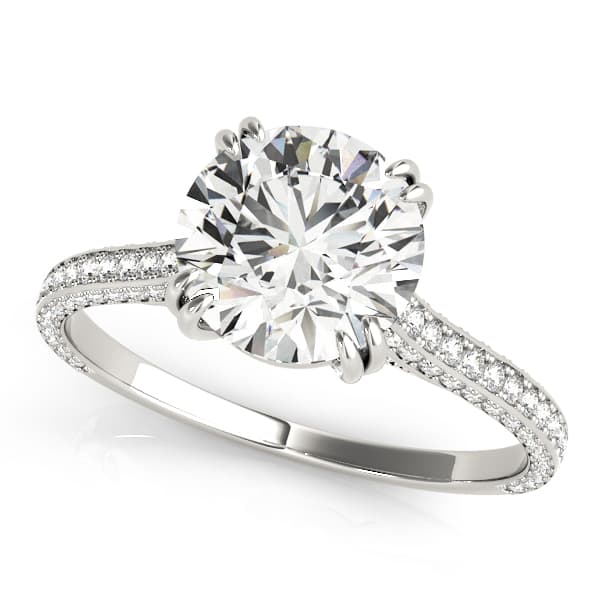 Multirow Double Prong Cathedral Engagement Ring — style 84352 in 10k White Gold