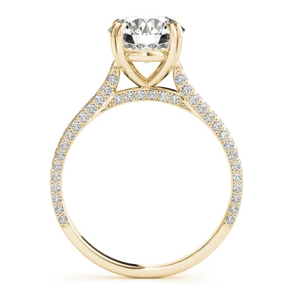 Multi-Row Double Prong Cathedral Engagement Ring, style 84352, Side view in yellow gold