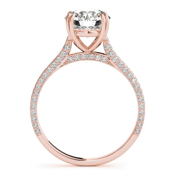 Multi-Row Double Prong Cathedral Engagement Ring, style 84352, Side view in rose gold
