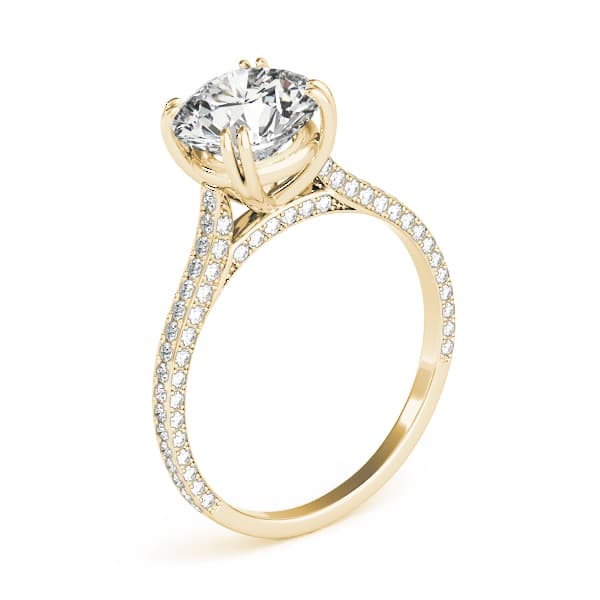 Multi-Row Double Prong Cathedral Engagement Ring, style 84352, Top view in yellow gold