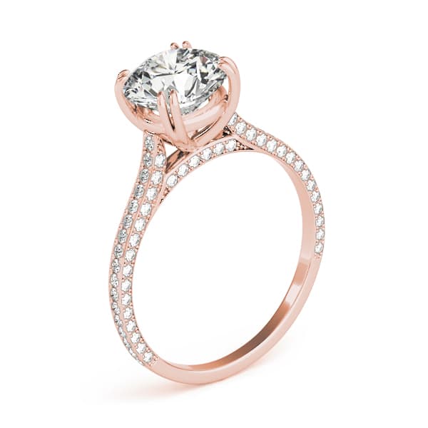 Multi-Row Double Prong Cathedral Engagement Ring, style 84352, Top view in rose gold