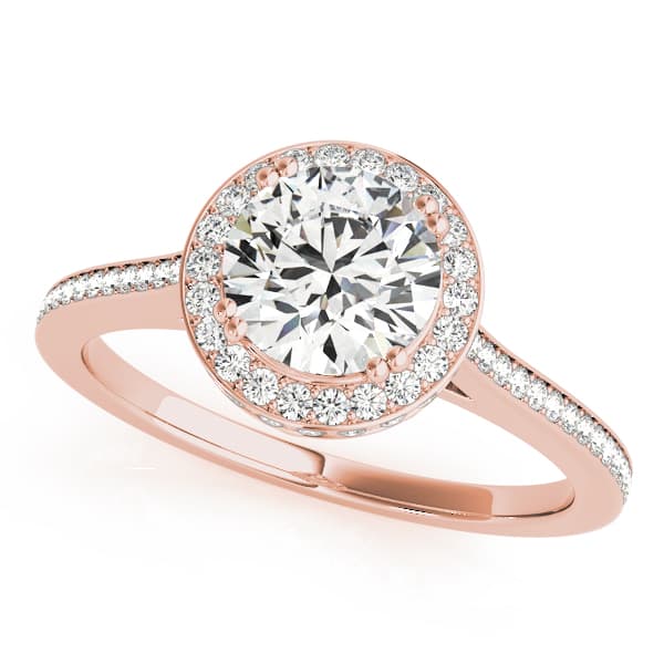 Single Row Bezel Set Engagement Ring, style 84353, Front view in rose gold