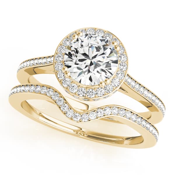 Single Row Bezel Set Engagement Ring, style 84353, On hand view in yellow gold