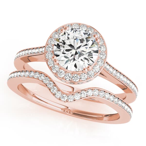 Single Row Bezel Set Engagement Ring, style 84353, On hand view in rose gold