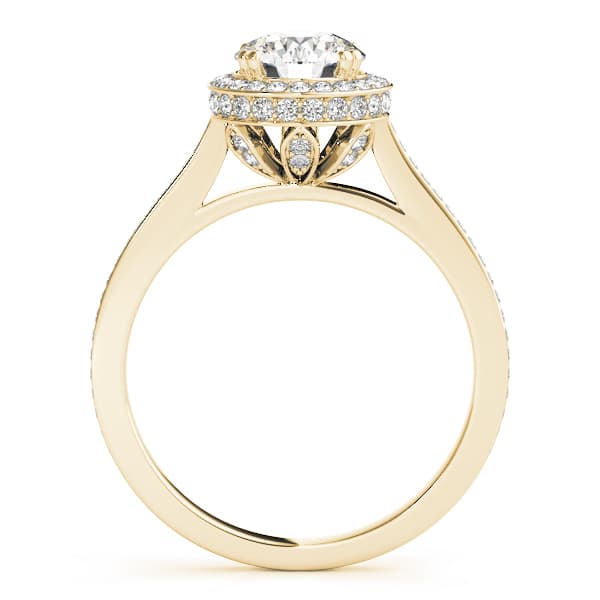 Single Row Bezel Set Engagement Ring, style 84353, Side view in yellow gold
