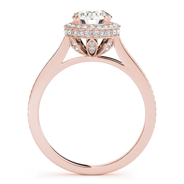 Single Row Bezel Set Engagement Ring, style 84353, Side view in rose gold