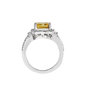 Princess & Cushion Gemstone Ring (0.47 ct. tw.), Side view in white gold or platinum