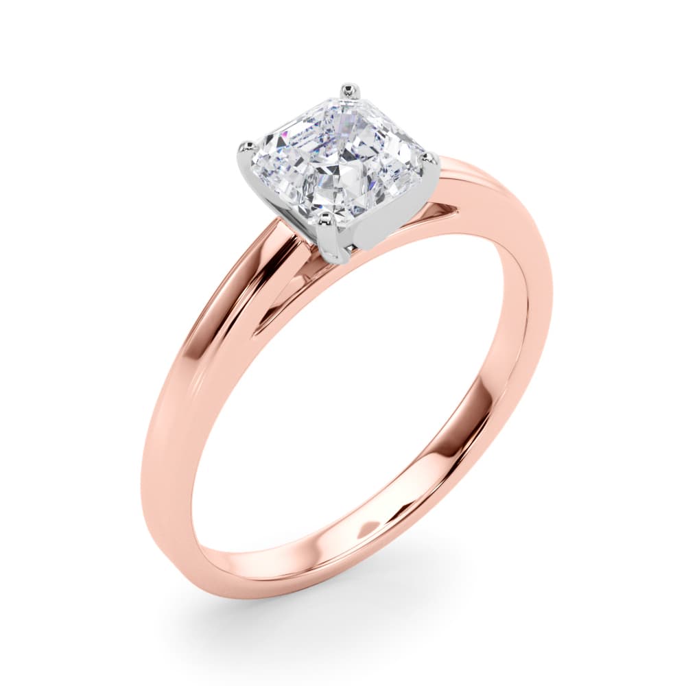 Classic Cathedral Style Peg Head Engagement Ring, style 84357, Angle view in rose gold