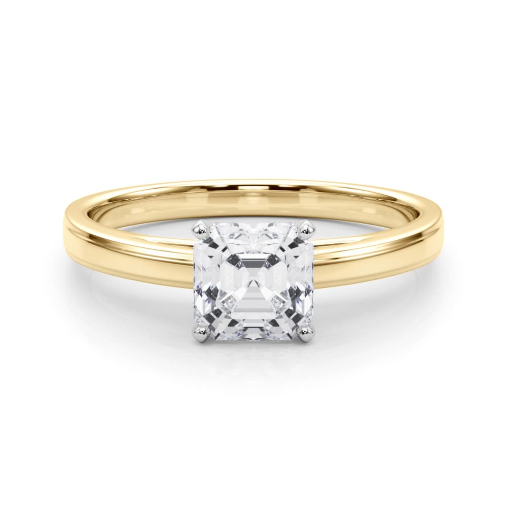 Classic Cathedral Style Peg Head Engagement Ring, style 84357, On hand view in yellow gold