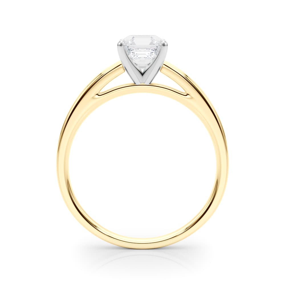 Classic Cathedral Style Peg Head Engagement Ring, style 84357, Side view in yellow gold