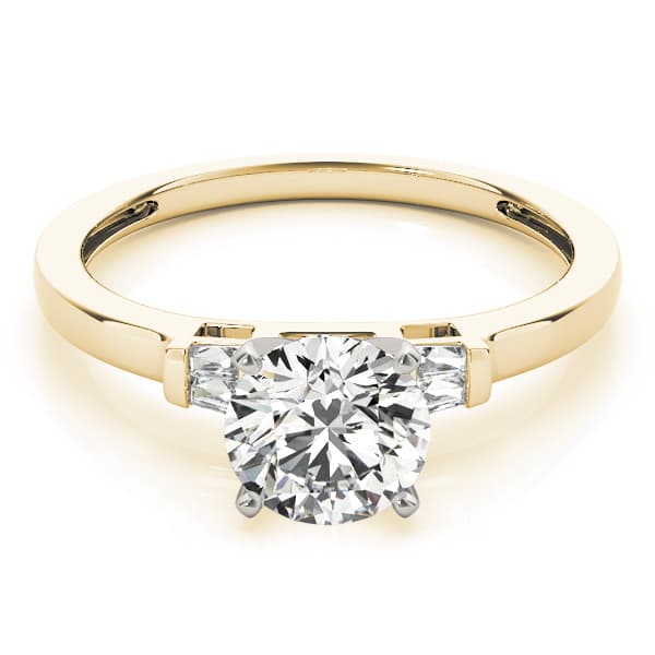 Fancy Shape Bague Engagement Ring, style 84358, On hand view in yellow gold