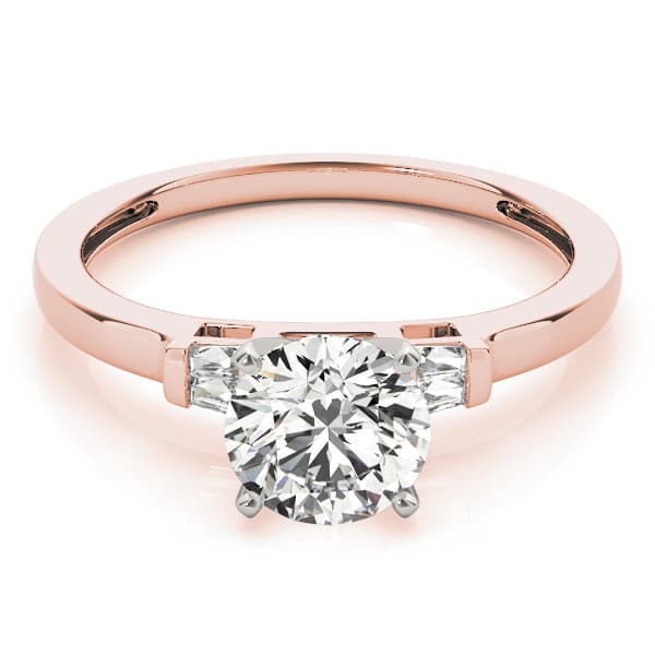 Fancy Shape Bague Engagement Ring, style 84358, On hand view in rose gold