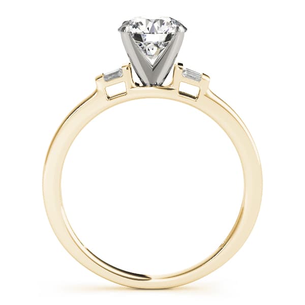 Fancy Shape Bague Engagement Ring, style 84358, Side view in yellow gold