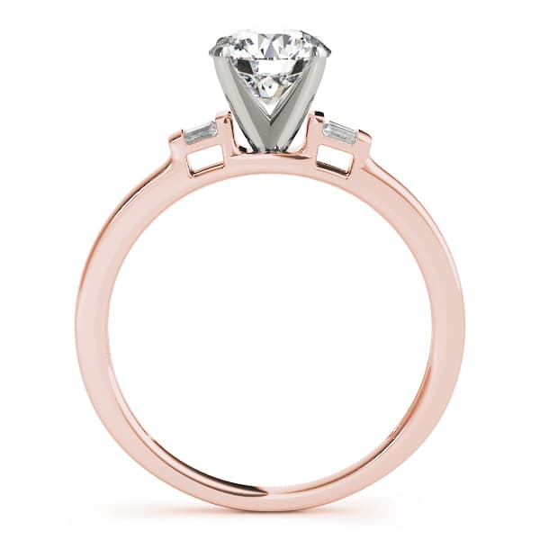 Fancy Shape Bague Engagement Ring, style 84358, Side view in rose gold