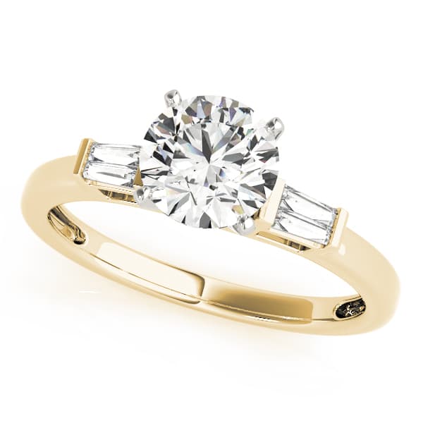 Fancy Shape Baguette Engagement Ring, style 84359, Front view in yellow gold
