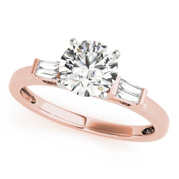 Fancy Shape Baguette Engagement Ring, style 84359, Front view in rose gold