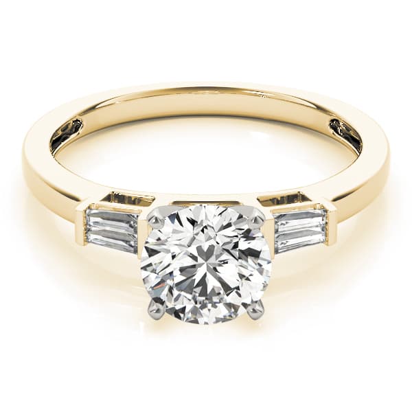 Fancy Shape Baguette Engagement Ring, style 84359, On hand view in yellow gold
