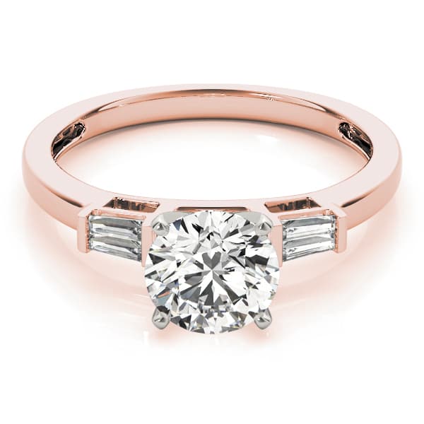 Fancy Shape Baguette Engagement Ring, style 84359, On hand view in rose gold