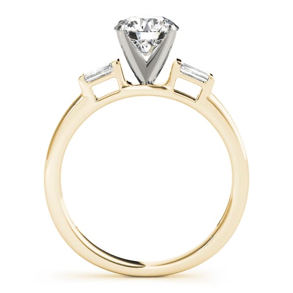 Fancy Shape Baguette Engagement Ring, style 84359, Side view in yellow gold