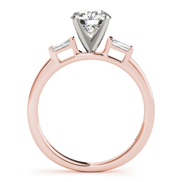 Fancy Shape Baguette Engagement Ring, style 84359, Side view in rose gold