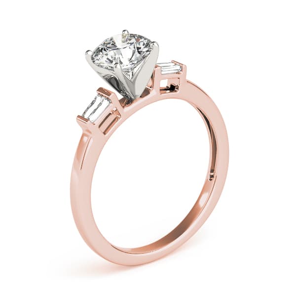 Fancy Shape Baguette Engagement Ring, style 84359, Top view in rose gold