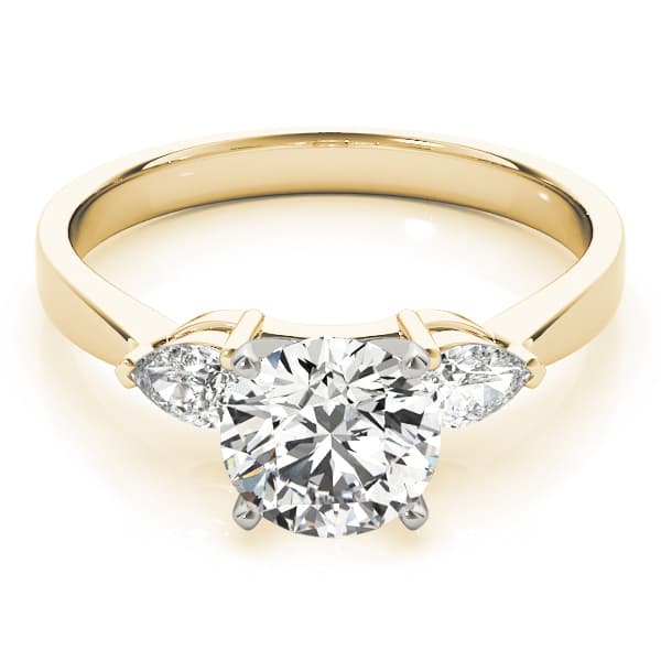 3-Stone Pear Shaped Engagement Ring, style 84360, On hand view in yellow gold