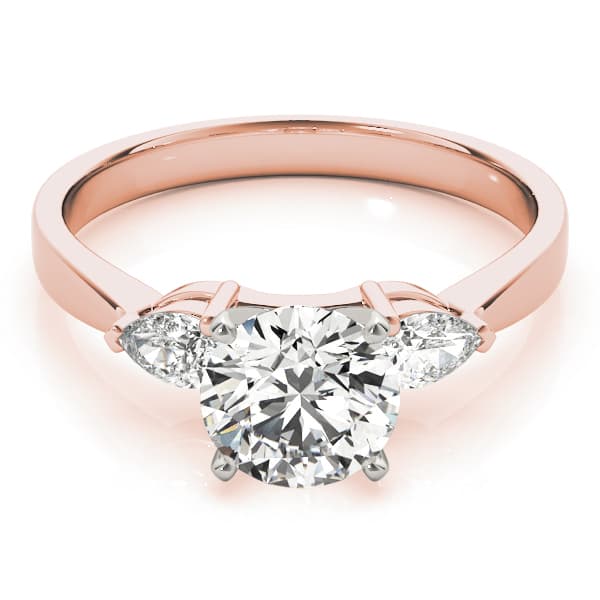 3-Stone Pear Shaped Engagement Ring, style 84360, On hand view in rose gold