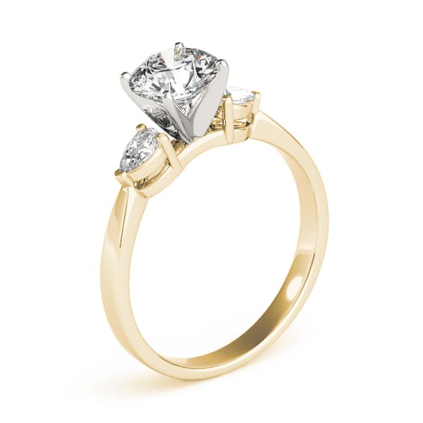 3-Stone Pear Shaped Engagement Ring, style 84360, Top view in yellow gold