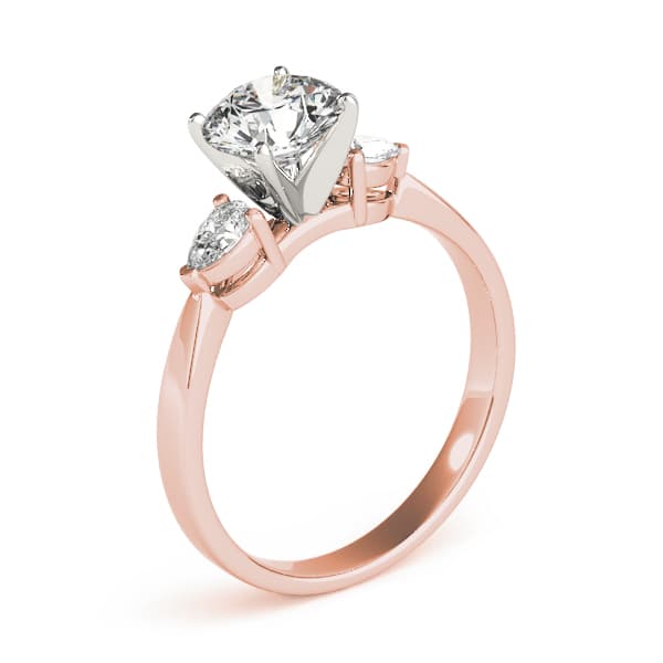 3-Stone Pear Shaped Engagement Ring, style 84360, Top view in rose gold