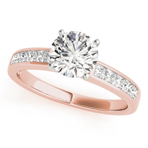 Channel Set Solitaire Engagement Ring, style 84361, Front view in rose gold