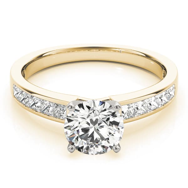 Channel Set Solitaire Engagement Ring, style 84361, On hand view in yellow gold