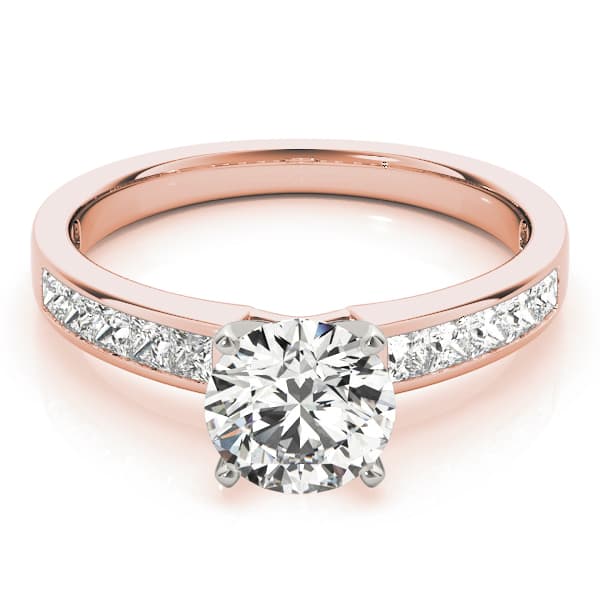 Channel Set Solitaire Engagement Ring, style 84361, On hand view in rose gold