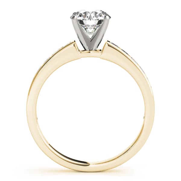 Channel Set Solitaire Engagement Ring, style 84361, Side view in yellow gold