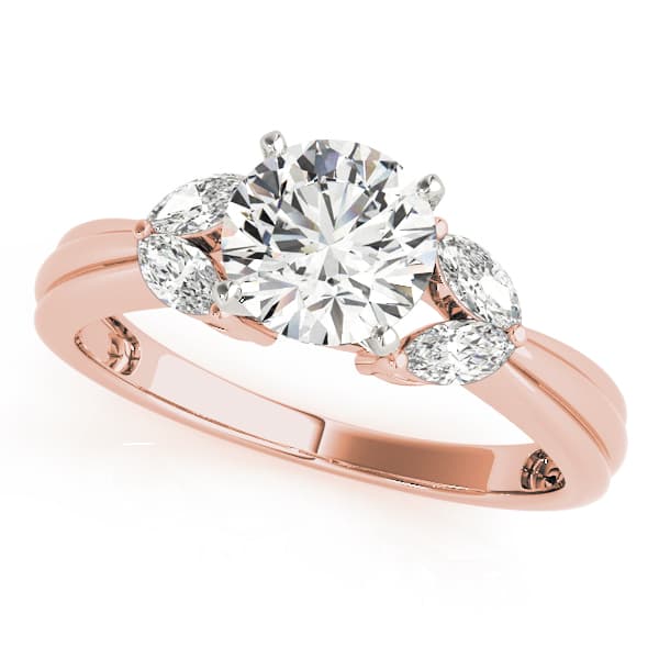 Contemporary Marquise Cut Engagement Ring, style 84362, Front view in rose gold