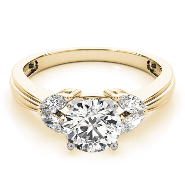 Contemporary Marquise Cut Engagement Ring, style 84362, On hand view in yellow gold