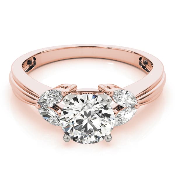 Contemporary Marquise Cut Engagement Ring, style 84362, On hand view in rose gold