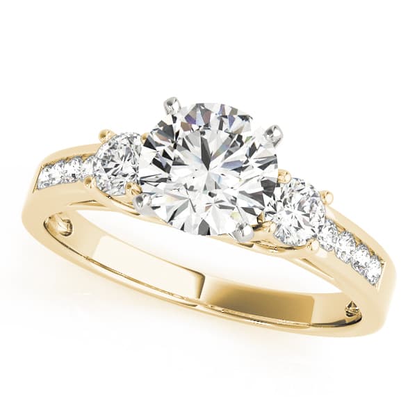 3-Stone Channel Set Engagement Ring, style 84363, Front view in yellow gold