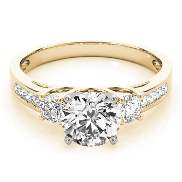 3-Stone Channel Set Engagement Ring, style 84363, On hand view in yellow gold