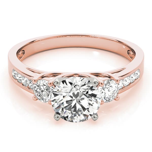 3-Stone Channel Set Engagement Ring, style 84363, On hand view in rose gold