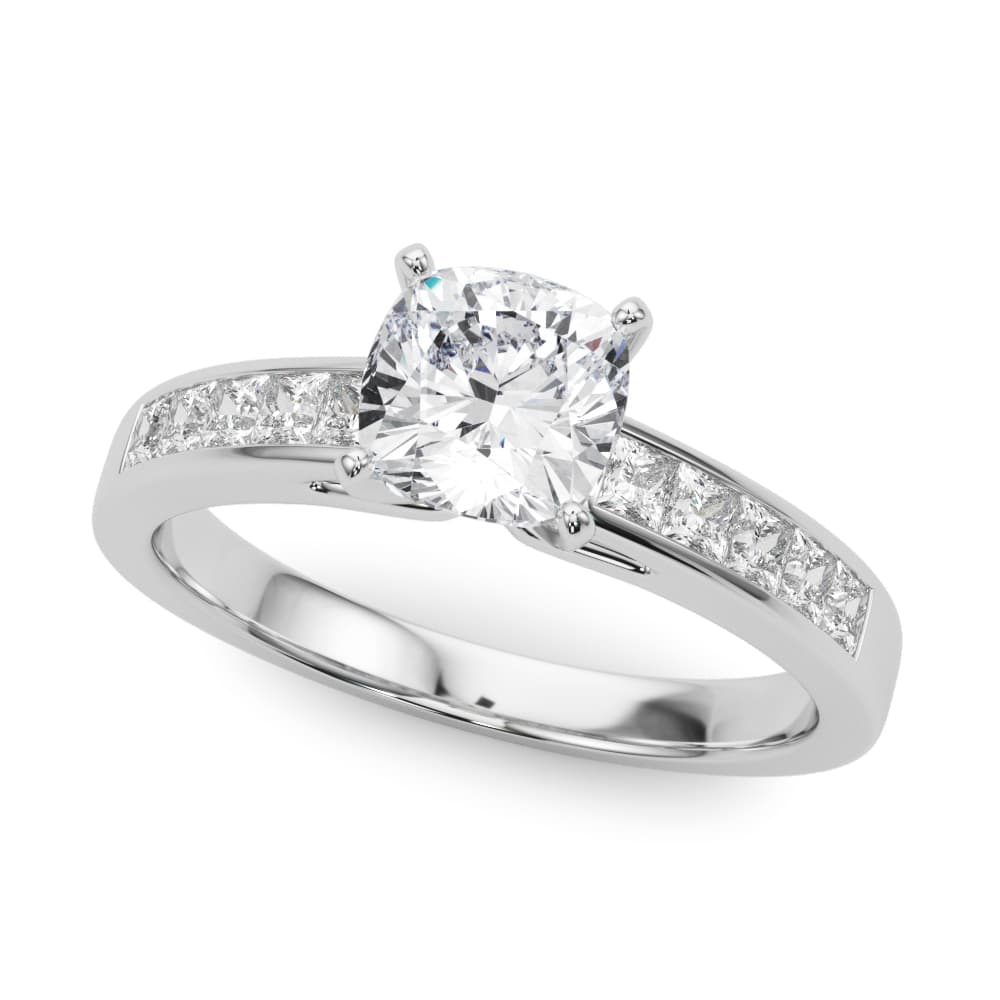 Channel Set Princess-Cut Solitaire Engagement Rings — style 84364 in 10k White Gold