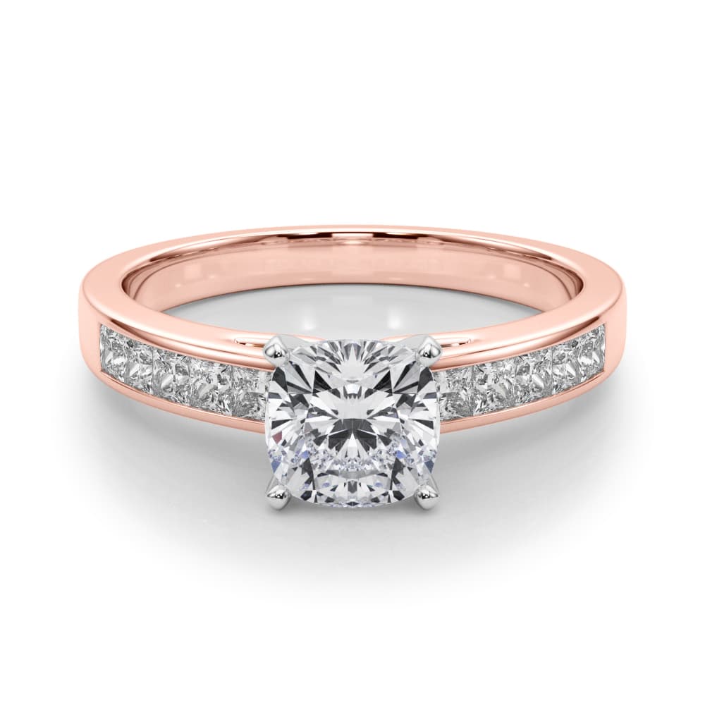 Channel Set Princess-Cut Solitaire Engagement Ring, style 84364, On hand view in rose gold