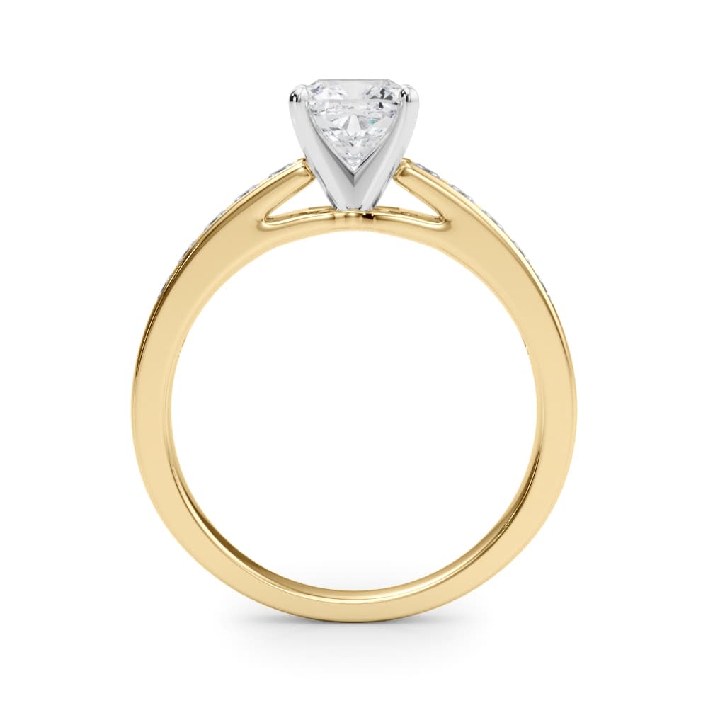 Channel Set Princess-Cut Solitaire Engagement Ring, style 84364, Side view in yellow gold