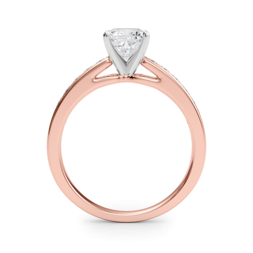 Channel Set Princess-Cut Solitaire Engagement Ring, style 84364, Side view in rose gold