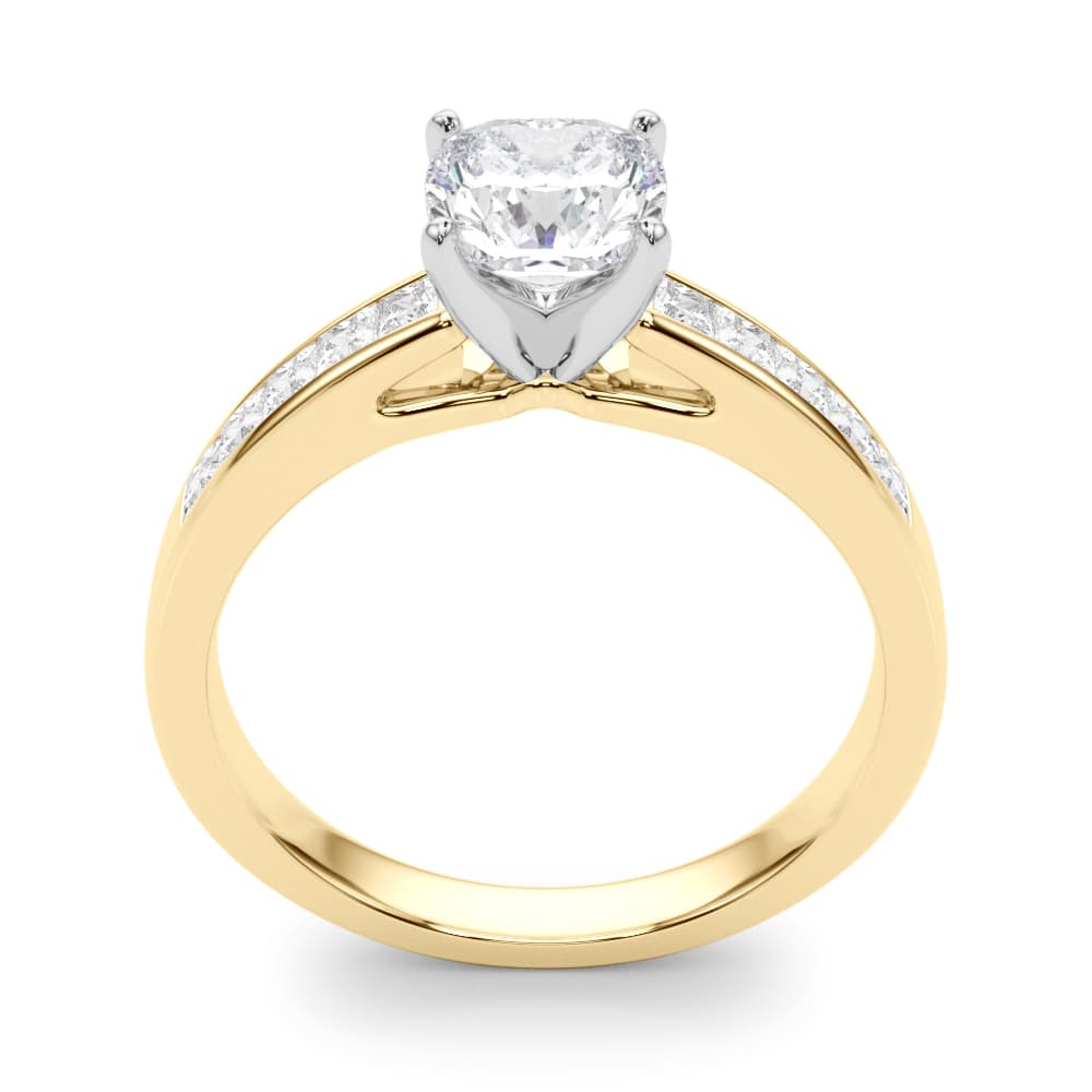 Channel Set Princess-Cut Solitaire Engagement Ring, style 84364, Top view in yellow gold