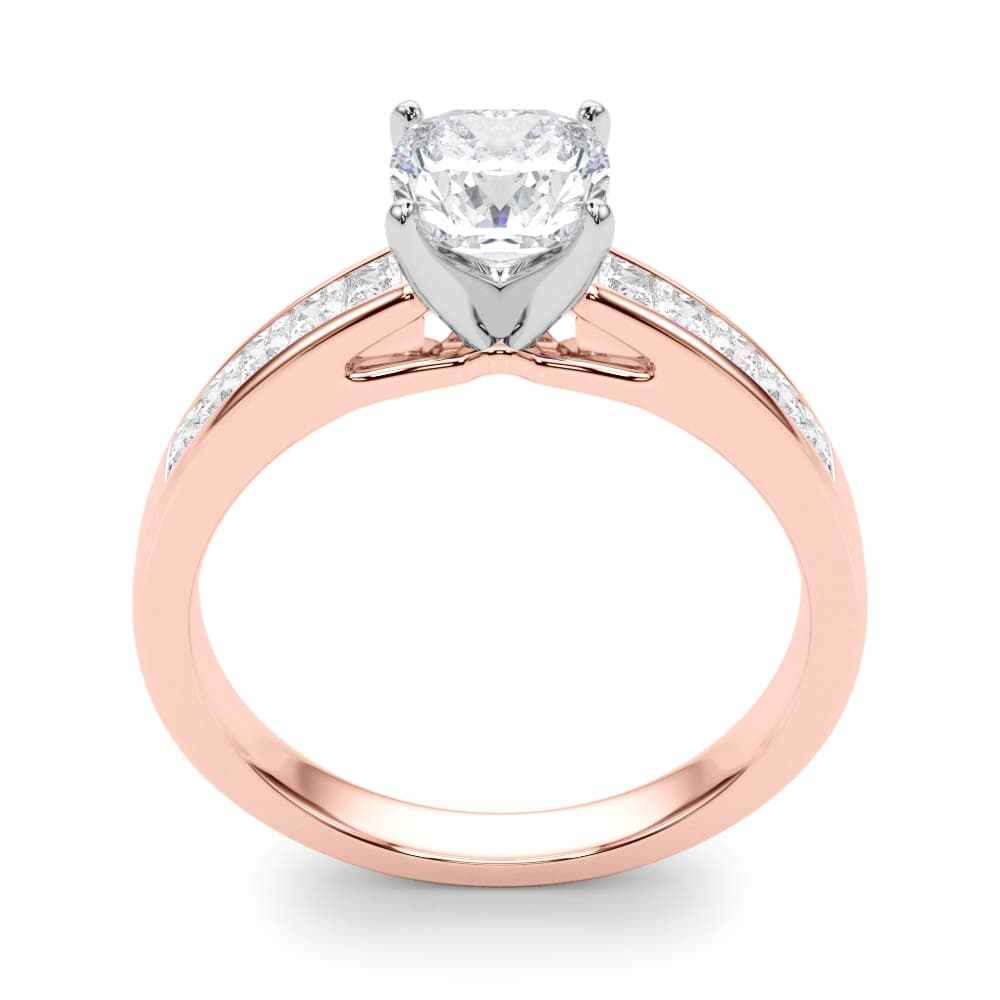 Channel Set Princess-Cut Solitaire Engagement Ring, style 84364, Top view in rose gold