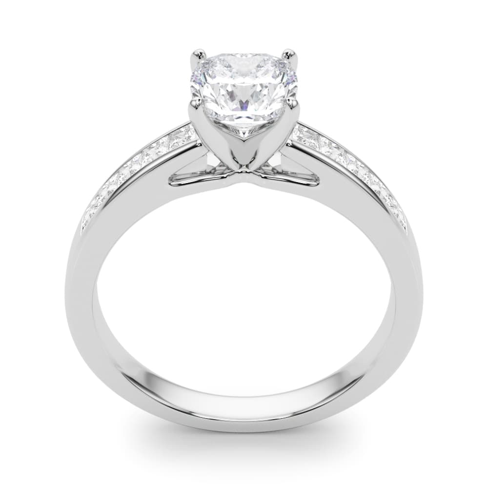 Channel Set Princess-Cut Solitaire Engagement Ring, style 84364, Top view in white gold or platinum
