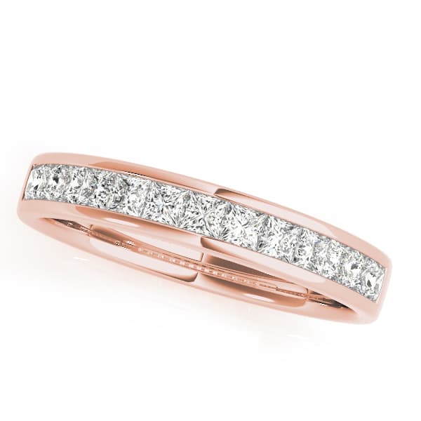 Channel Set Princess Cut Wedding Band (0.98 ct. tw.), Front view in rose gold