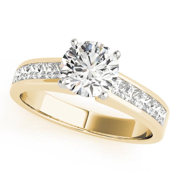 Channel Set Princess Cut Engagement Ring, style 84365, Front view in yellow gold