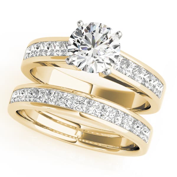 Channel Set Princess Cut Engagement Ring, style 84365, On hand view in yellow gold